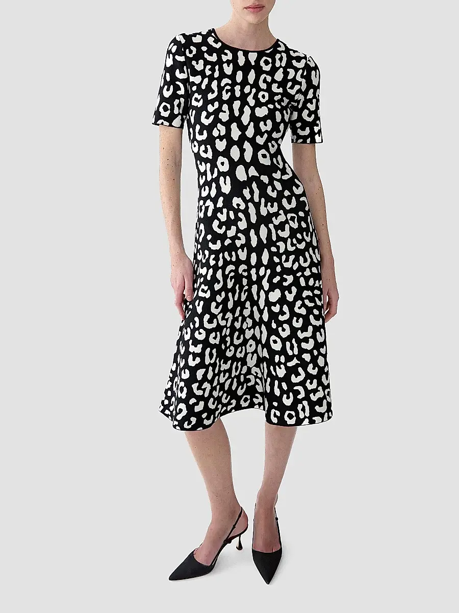 Carolina Herrera Women's Cheetah Jacqaurd Silk Midi Dress | Thumbnail 4