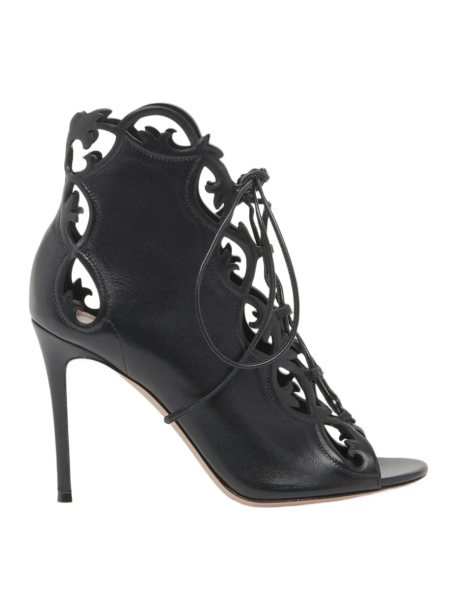 Gianvito Rossi Women's 95MM Laser-Cut Leather Stiletto Booties