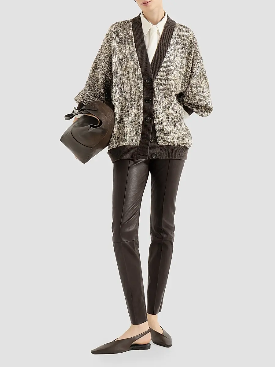 Brunello Cucinelli Women's Stretch Nappa Leather Leggings | Thumbnail 2 Brunello Cucinelli Women's Stretch Nappa Leather Leggings | Thumbnail 2
