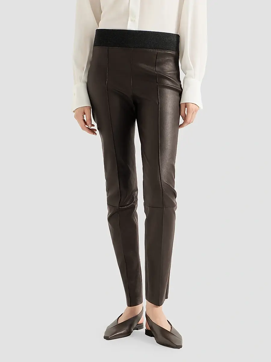 Brunello Cucinelli Women's Stretch Nappa Leather Leggings | Thumbnail 3 Brunello Cucinelli Women's Stretch Nappa Leather Leggings | Thumbnail 3