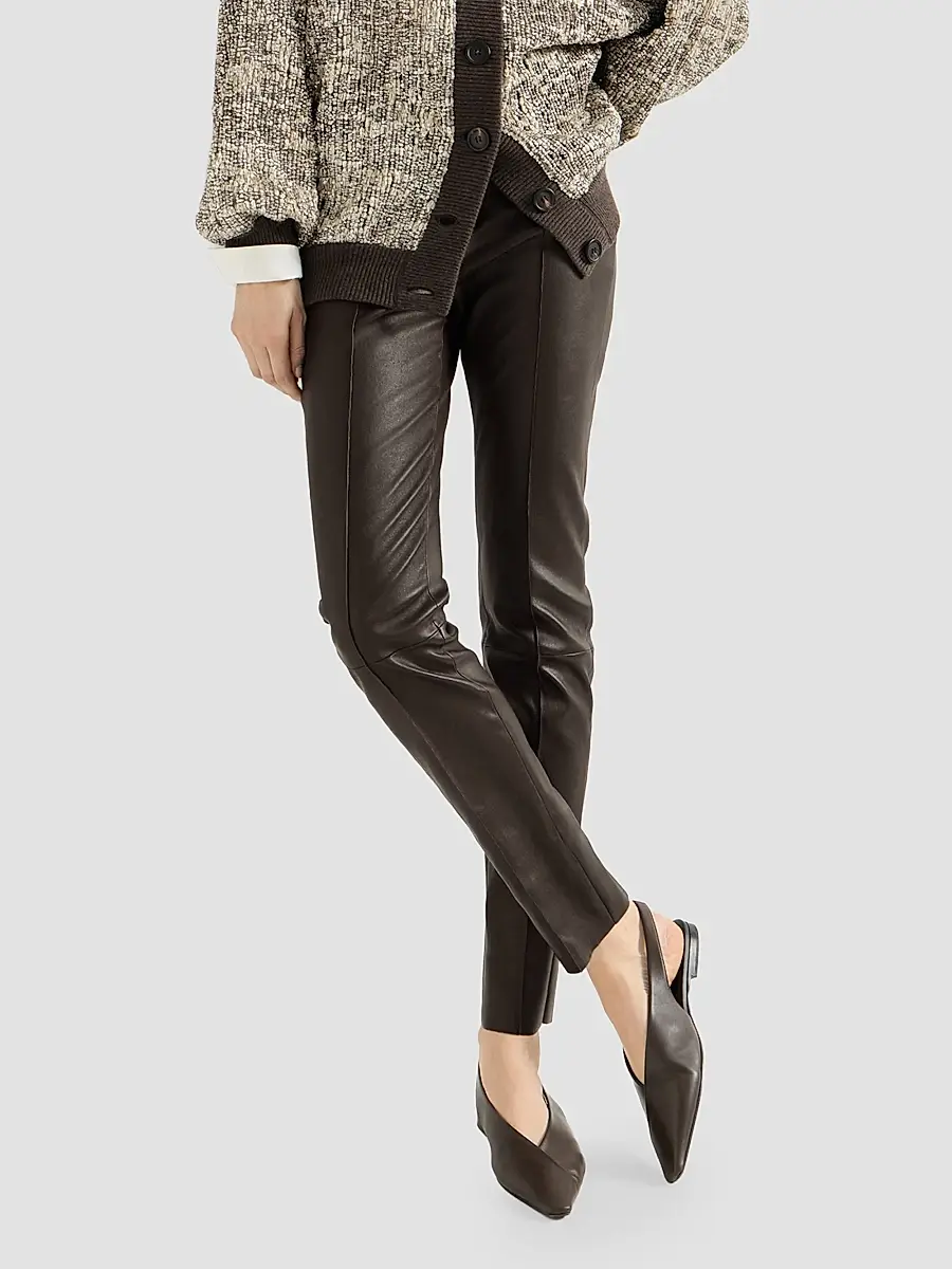 Brunello Cucinelli Women's Stretch Nappa Leather Leggings | Thumbnail 5 Brunello Cucinelli Women's Stretch Nappa Leather Leggings | Thumbnail 5