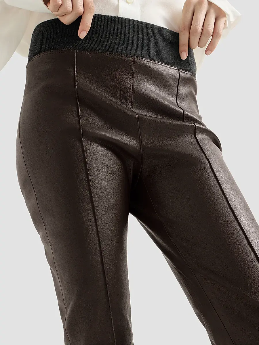 Brunello Cucinelli Women's Stretch Nappa Leather Leggings | Thumbnail 6 Brunello Cucinelli Women's Stretch Nappa Leather Leggings | Thumbnail 6