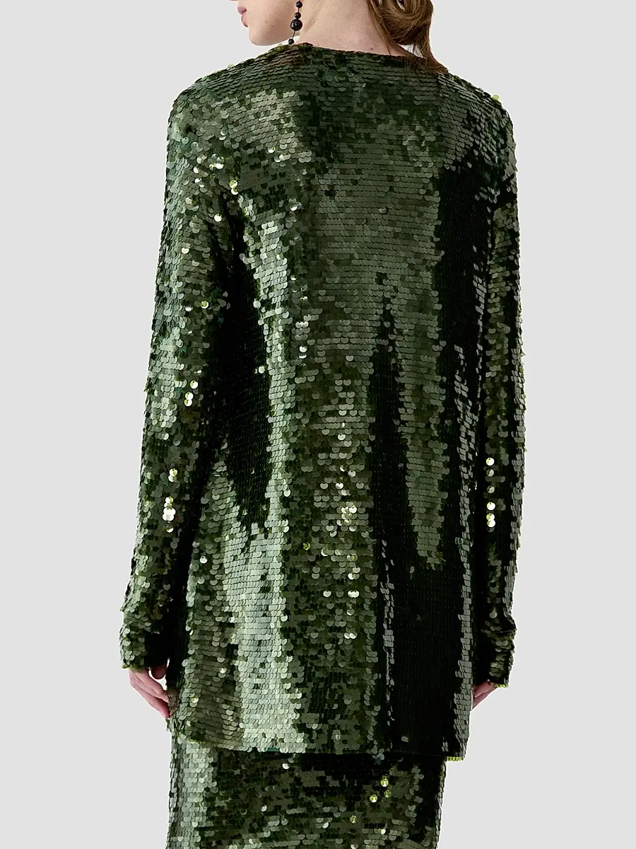 Carolina Herrera Women's Sequined Tieneck Longline Cardigan | Thumbnail 3 Carolina Herrera Women's Sequined Tieneck Longline Cardigan | Thumbnail 3