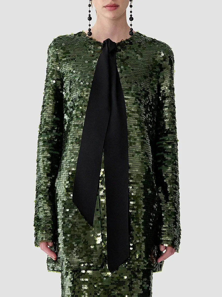 Carolina Herrera Women's Sequined Tieneck Longline Cardigan | Thumbnail 4 Carolina Herrera Women's Sequined Tieneck Longline Cardigan | Thumbnail 4