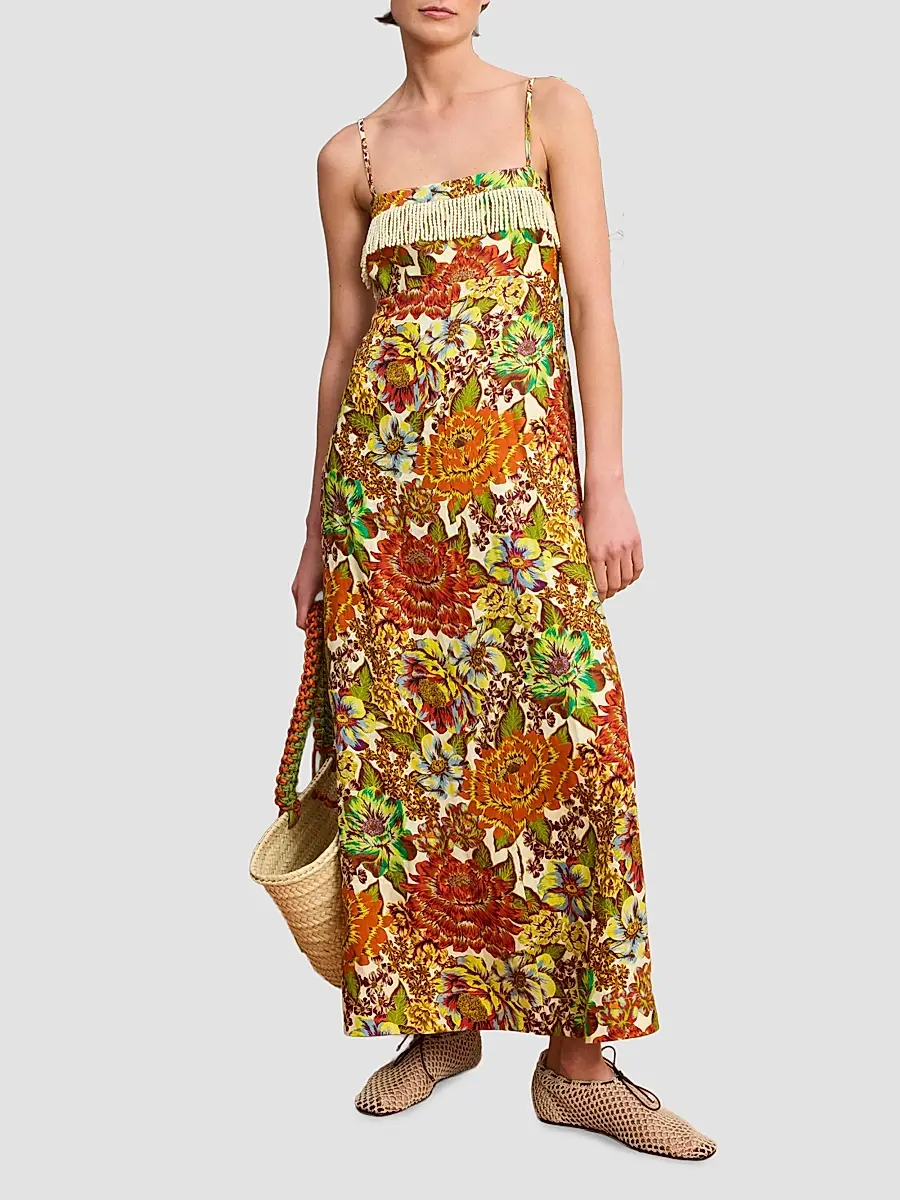 ALÉMAIS Women's Lana Floral Linen Maxi Dress | Thumbnail 2