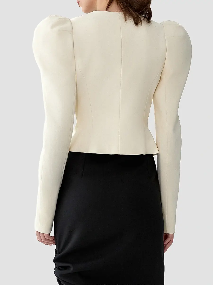 Carolina Herrera Women's Stretch-Wool Puff-Sleeve Jacket | Thumbnail 3