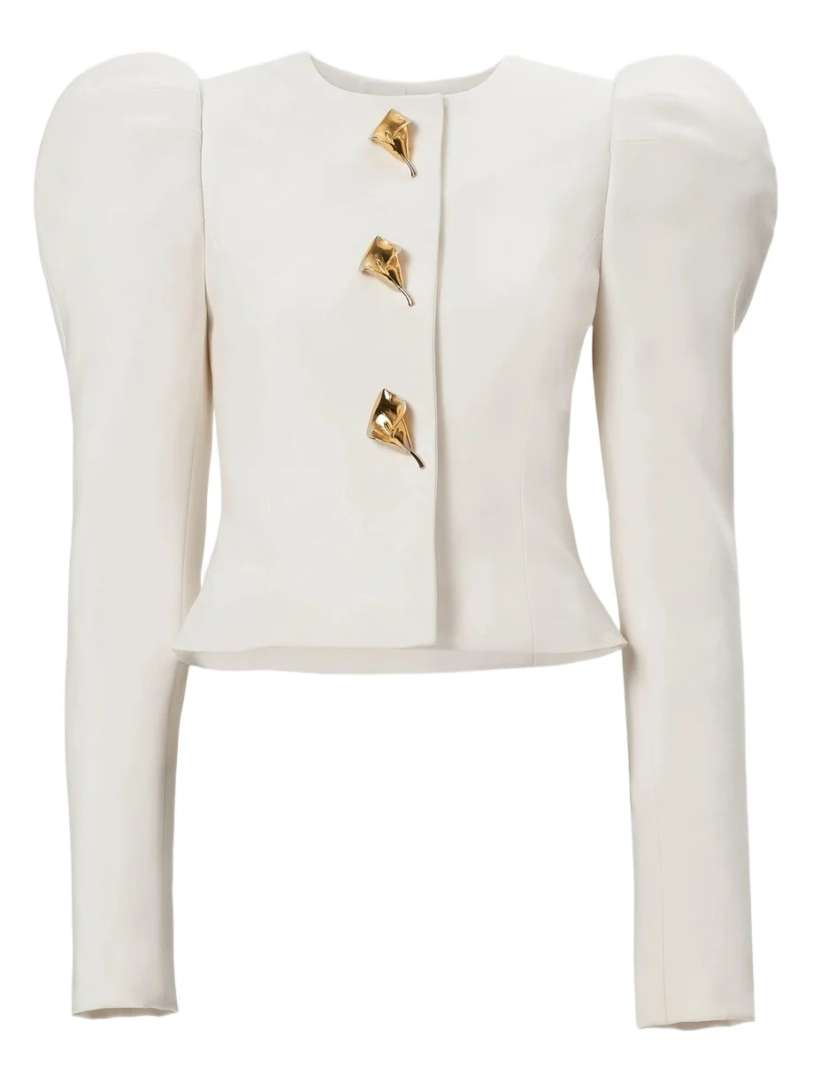 Carolina Herrera Women's Stretch-Wool Puff-Sleeve Jacket