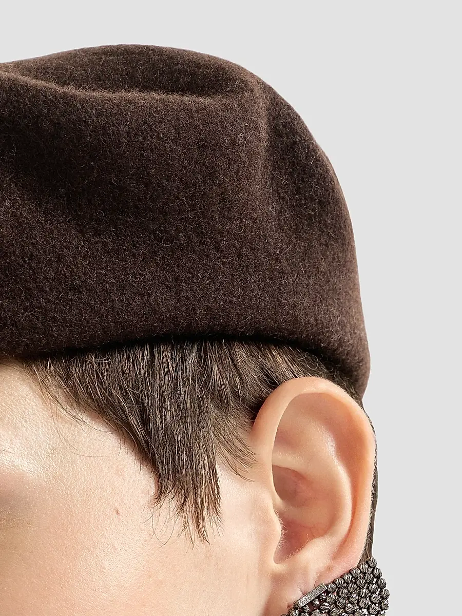 Brunello Cucinelli Women's Wool Beret Hat with Precious Detail | Thumbnail 2