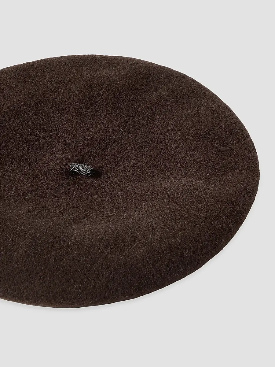 Brunello Cucinelli Women's Wool Beret Hat with Precious Detail | Thumbnail 3