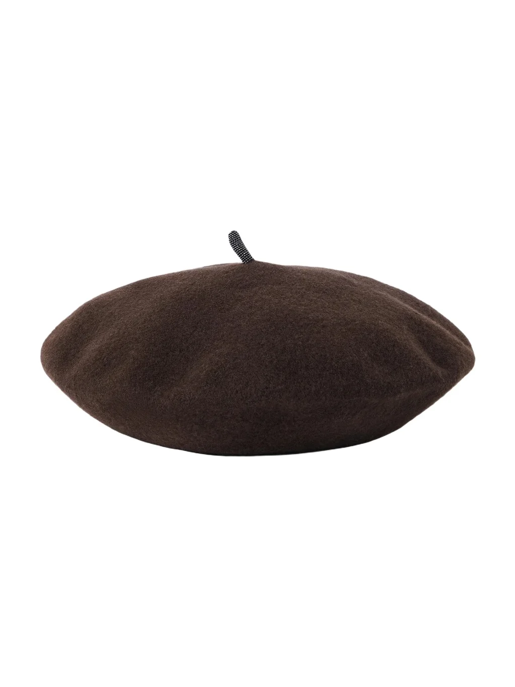 Brunello Cucinelli Women's Wool Beret Hat with Precious Detail - Cocoa