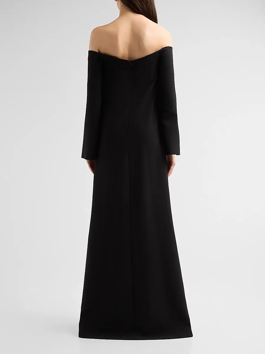 Lela Rose Women's Floral Organza Embroidered Crepe Gown | Thumbnail 3