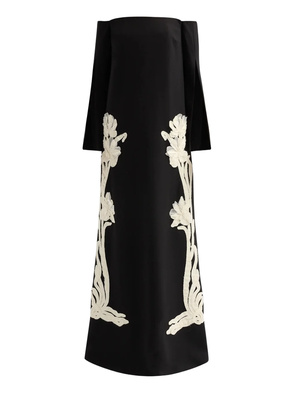 Women's Floral Organza Embroidered Crepe Gown Women's Floral Organza Embroidered Crepe Gown
