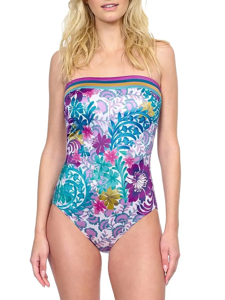 Gottex Swimwear Women's Bali Floral Strapless One-Piece Swimsuit