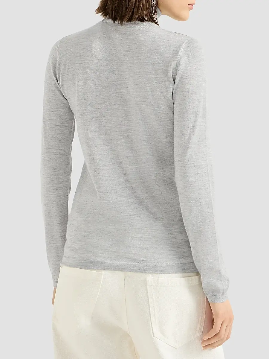 Brunello Cucinelli Women's Cashmere and Silk Lightweight Turtleneck Sweater | Thumbnail 4