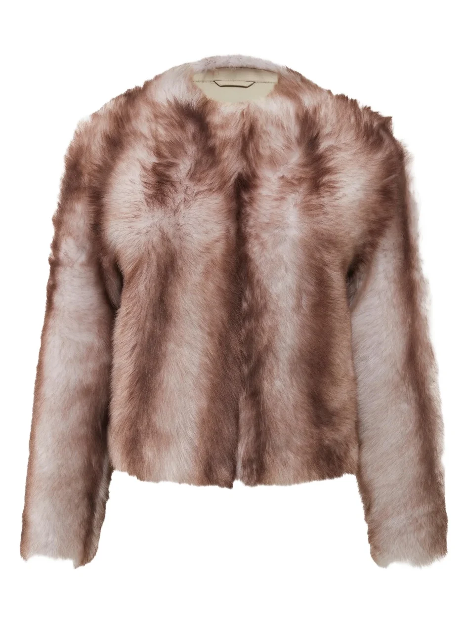 Gorski Women's Toscana Shearling Lamb Collarless Coat