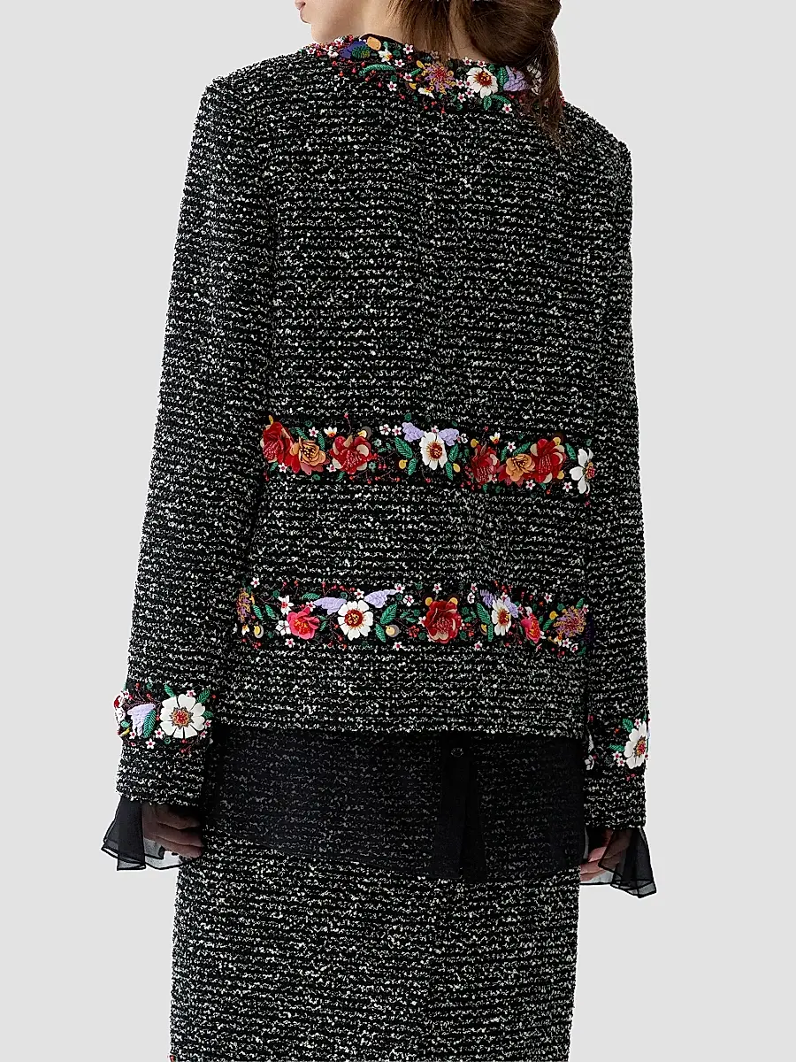Carolina Herrera Women's 3D Floral Bouclé Long-Sleeve Jacket | Thumbnail 3 Carolina Herrera Women's 3D Floral Bouclé Long-Sleeve Jacket | Thumbnail 3