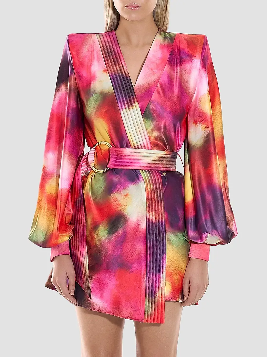 Zhivago Women's Cala Conta Tie-Dye Satin Tie-Waist Minidress | Thumbnail 2
