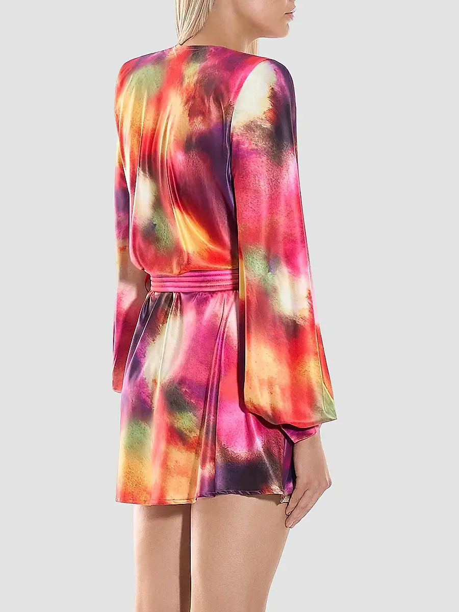 Zhivago Women's Cala Conta Tie-Dye Satin Tie-Waist Minidress | Thumbnail 4