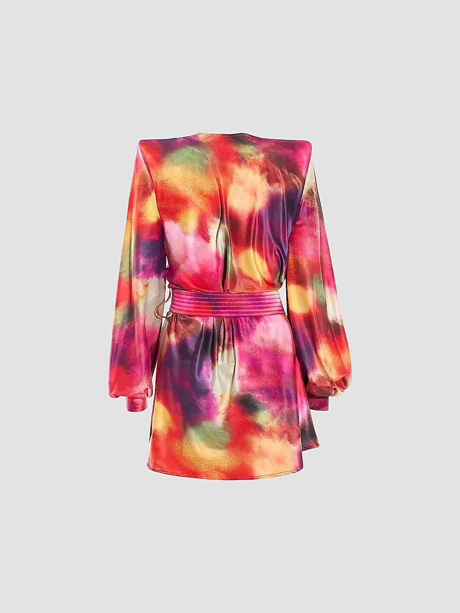 Zhivago Women's Cala Conta Tie-Dye Satin Tie-Waist Minidress | Thumbnail 5