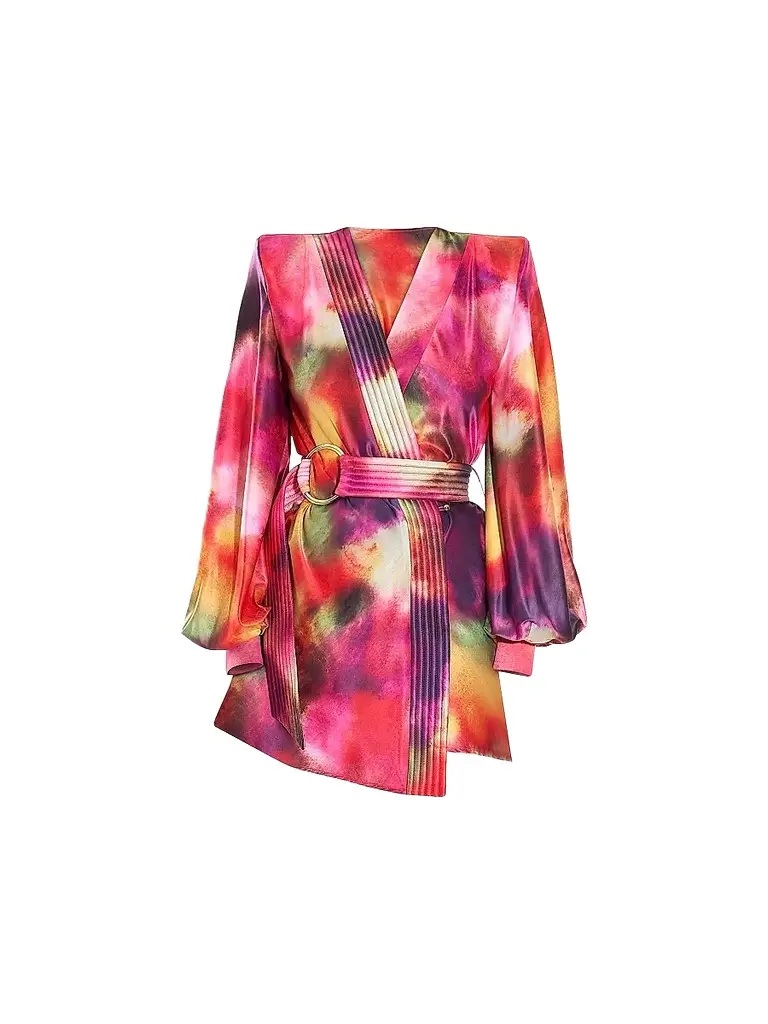 Zhivago Women's Cala Conta Tie-Dye Satin Tie-Waist Minidress