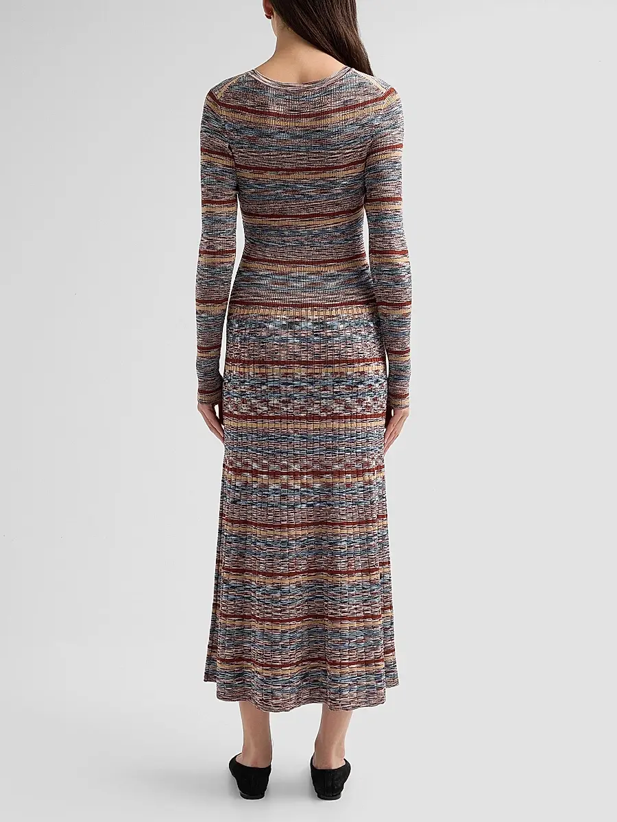 Veronica Beard Women's Nami Striped Rib-Knit Midi-Dress | Thumbnail 3 Veronica Beard Women's Nami Striped Rib-Knit Midi-Dress | Thumbnail 3