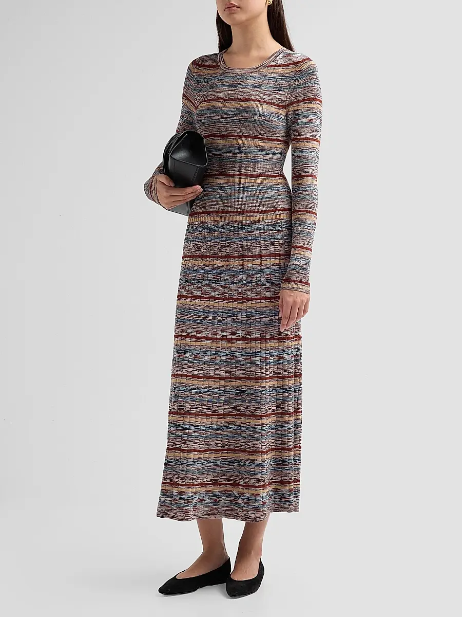 Veronica Beard Women's Nami Striped Rib-Knit Midi-Dress | Thumbnail 4 Veronica Beard Women's Nami Striped Rib-Knit Midi-Dress | Thumbnail 4