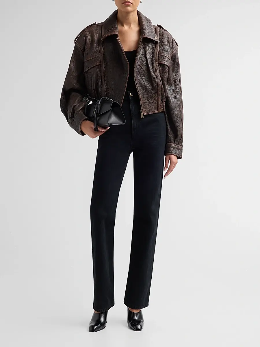 Ronny Kobo Women's Medea Leather Crop Jacket | Thumbnail 2 Ronny Kobo Women's Medea Leather Crop Jacket | Thumbnail 2