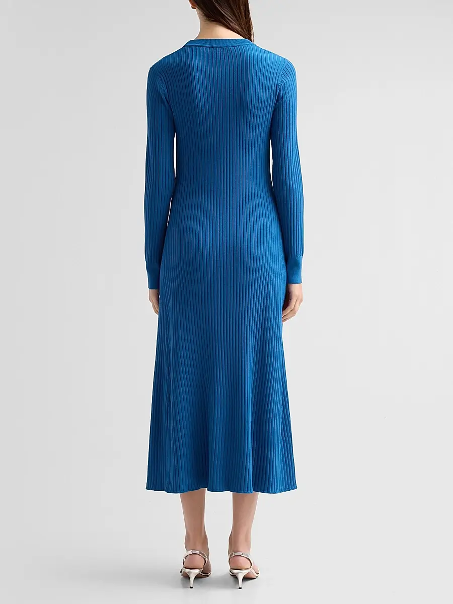 Elie Tahari Women's Tamara Rib-Knit Crewneck Midi Sweaterdress | Thumbnail 3 Elie Tahari Women's Tamara Rib-Knit Crewneck Midi Sweaterdress | Thumbnail 3