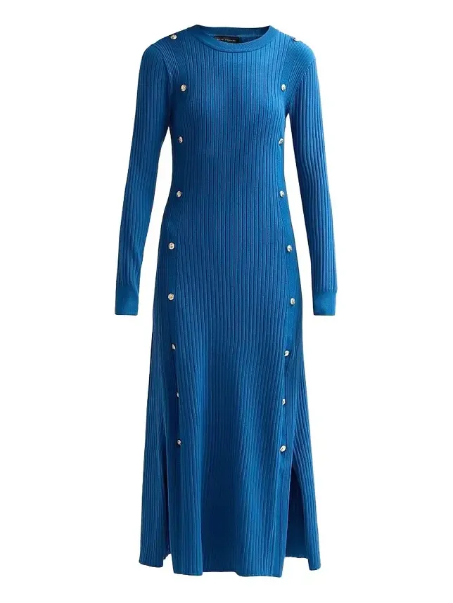 Elie Tahari Women's Tamara Rib-Knit Crewneck Midi Sweaterdress