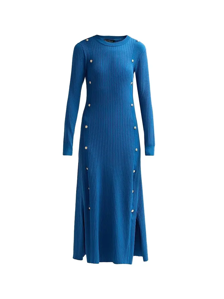 Elie Tahari Women's Tamara Rib-Knit Crewneck Midi Sweaterdress