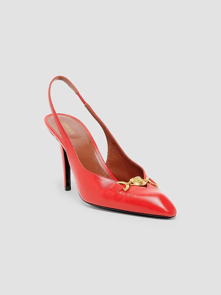 Versace Women's 90MM Medusa Leather Slingback Pumps | Thumbnail 2