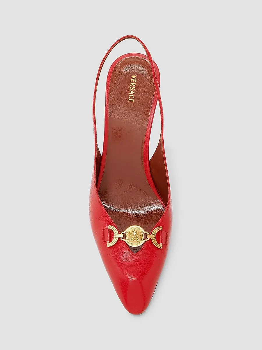 Versace Women's 90MM Medusa Leather Slingback Pumps | Thumbnail 4
