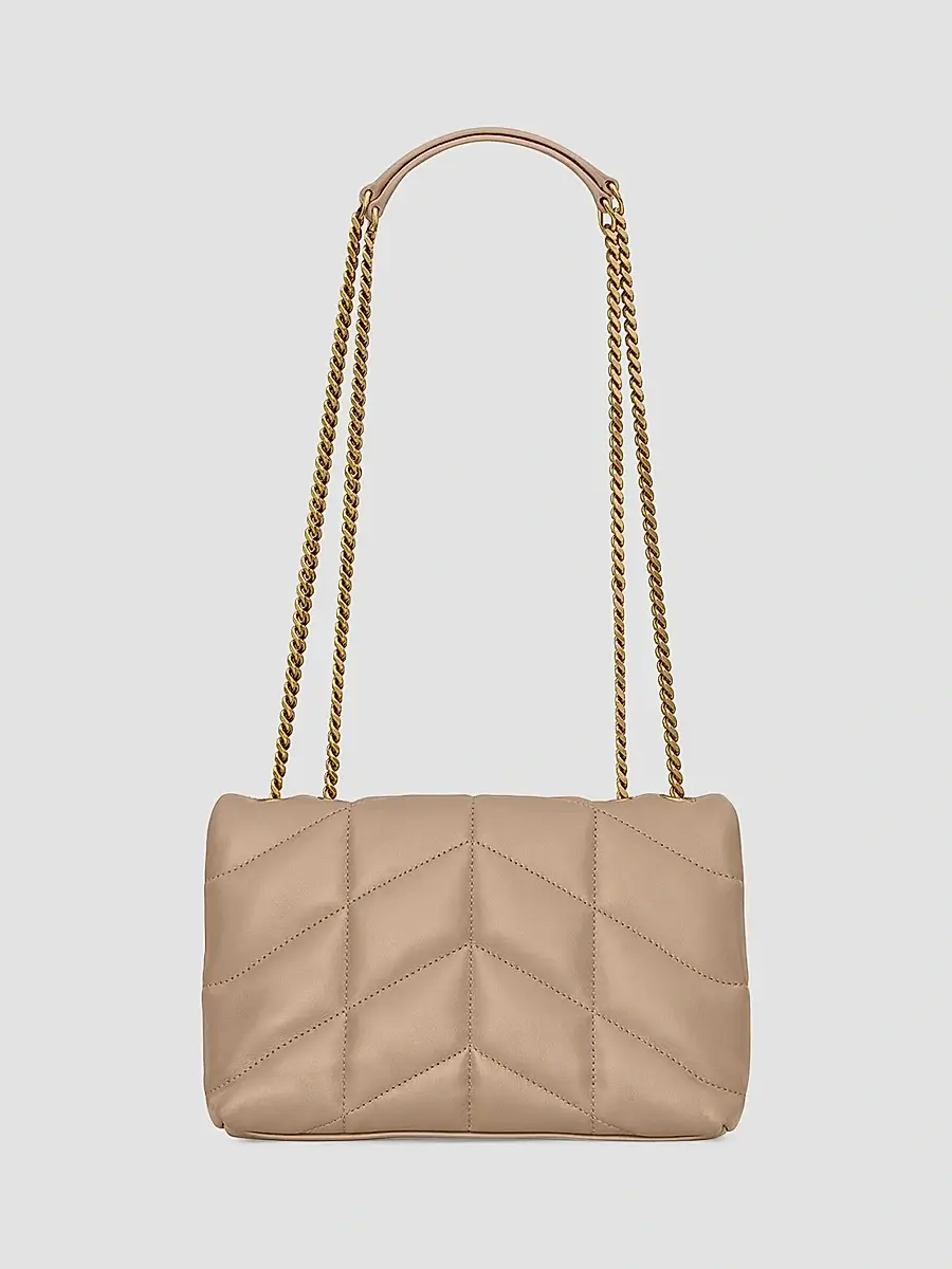Saint Laurent Women's Puffer Toy Shoulder Bag in Quilted Lambskin - Dark Beige | Thumbnail 2 Saint Laurent Women's Puffer Toy Shoulder Bag in Quilted Lambskin - Dark Beige | Thumbnail 2