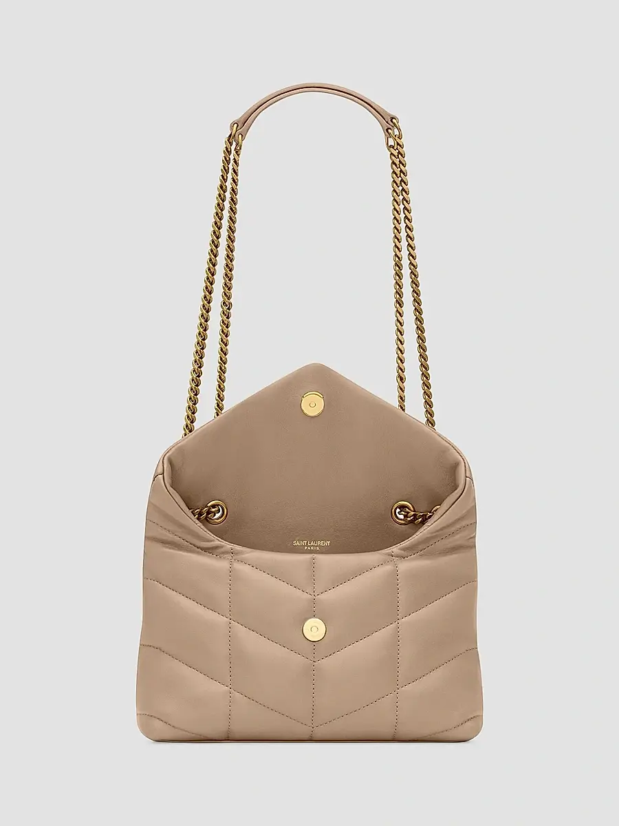 Saint Laurent Women's Puffer Toy Shoulder Bag in Quilted Lambskin - Dark Beige | Thumbnail 3 Saint Laurent Women's Puffer Toy Shoulder Bag in Quilted Lambskin - Dark Beige | Thumbnail 3