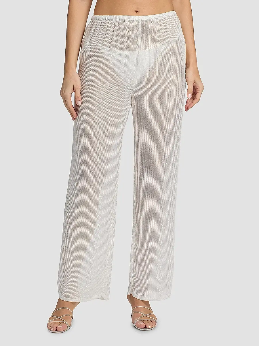Milly Women's Celina Pinstriped Sheer Cover-Up Pants | Thumbnail 3