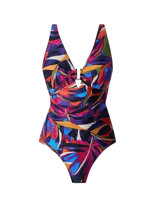 Women's Mariachi Kristi Tropical V-Neck One-Piece Swimsuit Women's Mariachi Kristi Tropical V-Neck One-Piece Swimsuit