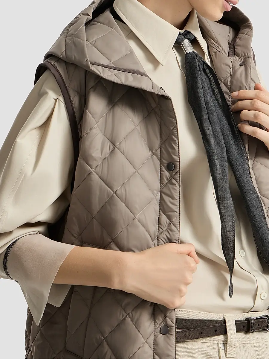 Brunello Cucinelli Women's Lightweight Matte Nylon Quilted Vest | Thumbnail 5 Brunello Cucinelli Women's Lightweight Matte Nylon Quilted Vest | Thumbnail 5