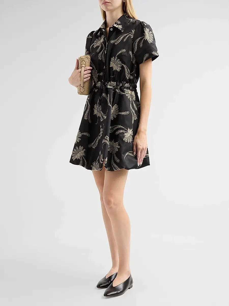 Cinq à Sept Women's Ophelie Paisley Fan Embroidered Mini Shirtdress | Thumbnail 4 Cinq à Sept Women's Ophelie Paisley Fan Embroidered Mini Shirtdress | Thumbnail 4