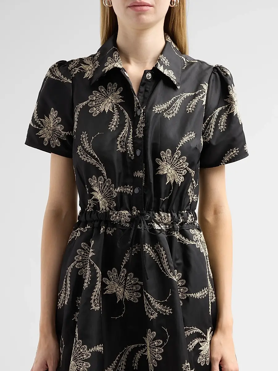 Cinq à Sept Women's Ophelie Paisley Fan Embroidered Mini Shirtdress | Thumbnail 5 Cinq à Sept Women's Ophelie Paisley Fan Embroidered Mini Shirtdress | Thumbnail 5