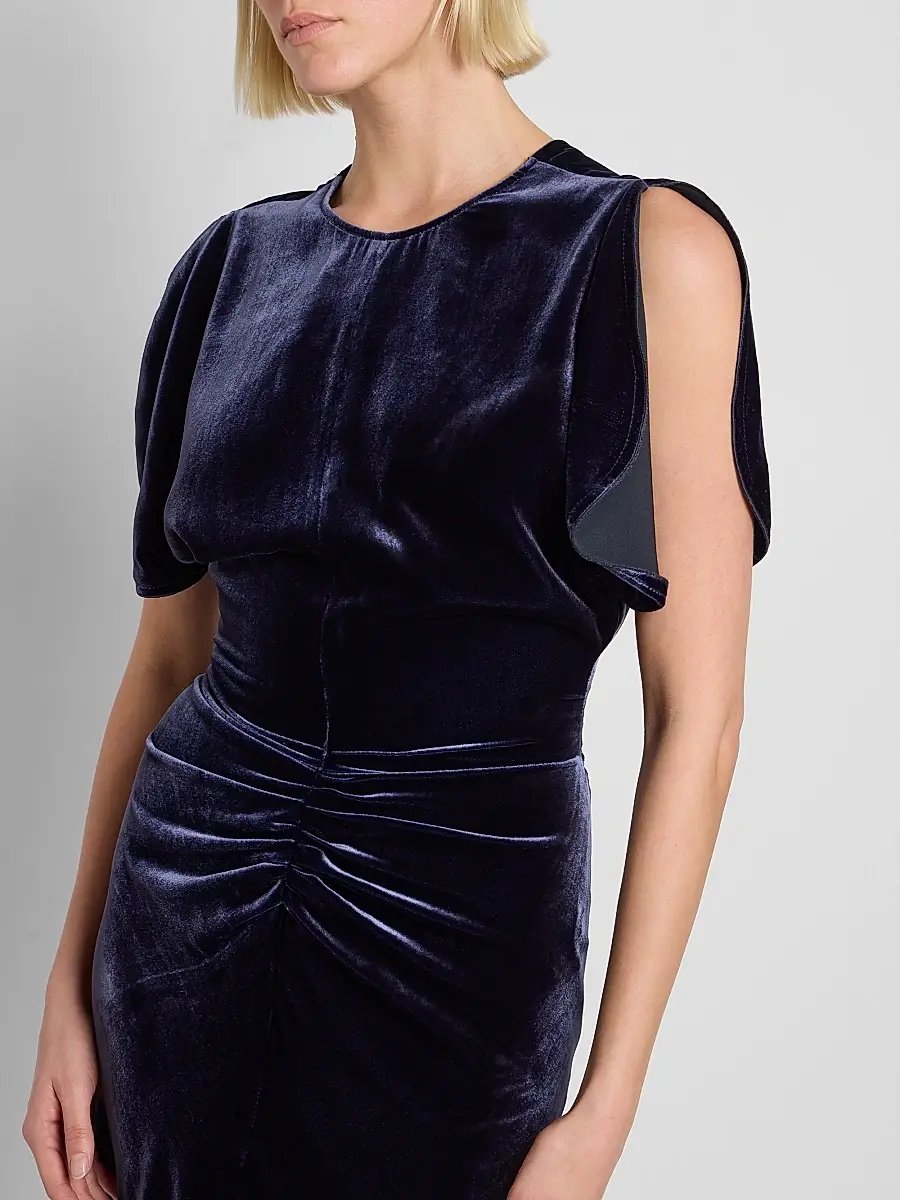 Victoria Beckham Women's Bela Ruched Velvet Midi Dress | Thumbnail 5 Victoria Beckham Women's Bela Ruched Velvet Midi Dress | Thumbnail 5