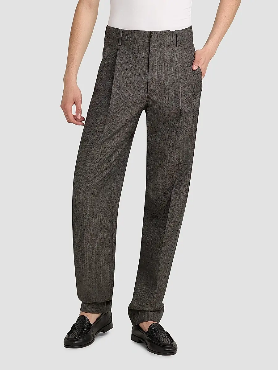 Bottega Veneta Men's Striped Wool-Mohair Trousers | Thumbnail 3