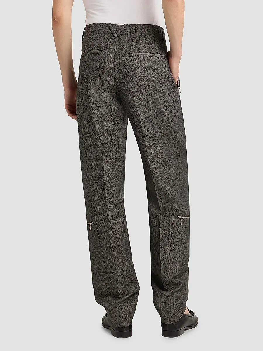 Bottega Veneta Men's Striped Wool-Mohair Trousers | Thumbnail 5