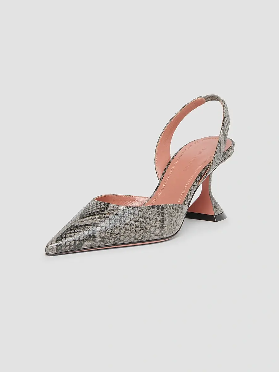 Amina Muaddi Women's Holli 70MM Snake-Embossed Slingback Pumps | Thumbnail 2