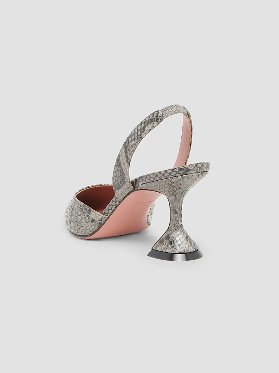 Amina Muaddi Women's Holli 70MM Snake-Embossed Slingback Pumps | Thumbnail 3