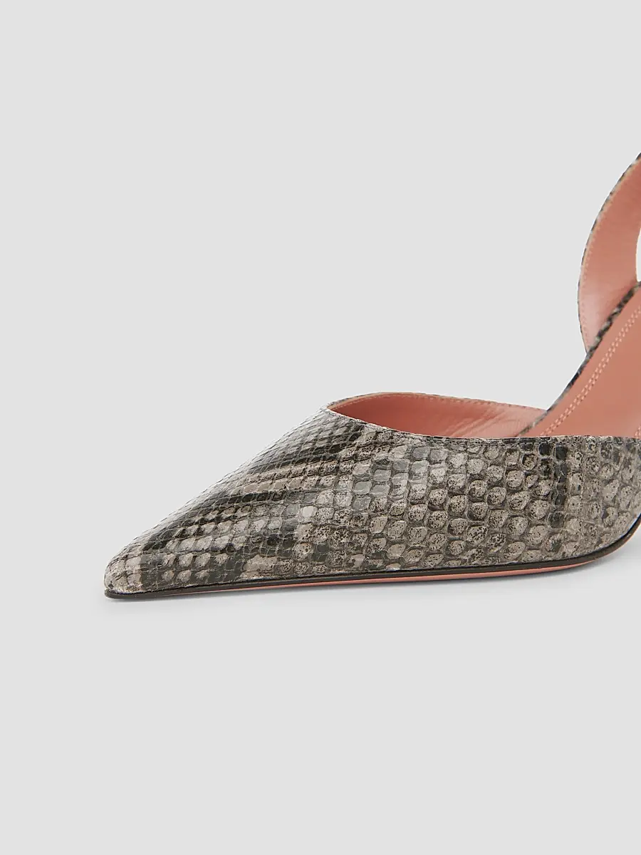 Amina Muaddi Women's Holli 70MM Snake-Embossed Slingback Pumps | Thumbnail 5