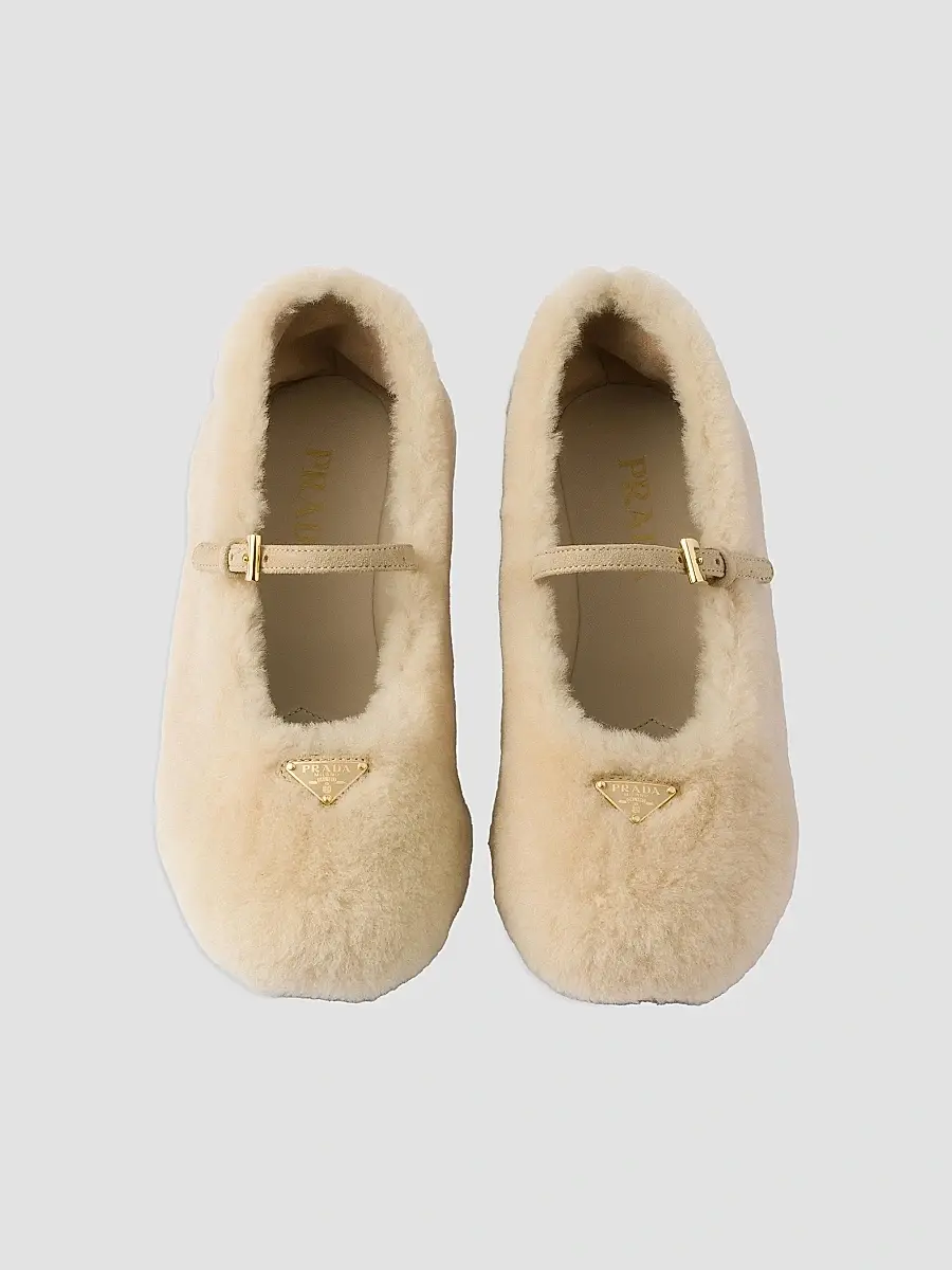 Prada Women's Shearling Ballerinas | Thumbnail 2 Prada Women's Shearling Ballerinas | Thumbnail 2