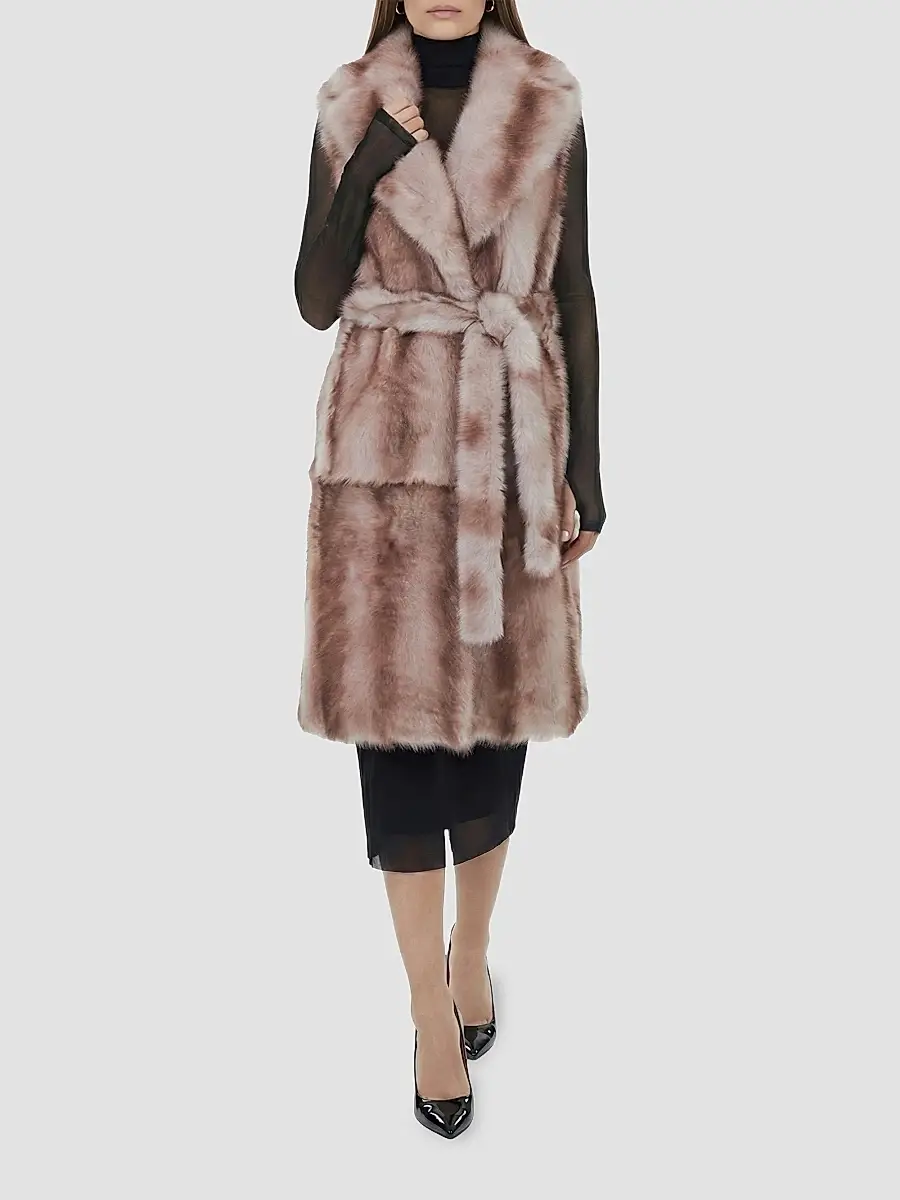 Gorski Women's Toscana Lamb Long Vest, Belt | Thumbnail 2 Gorski Women's Toscana Lamb Long Vest, Belt | Thumbnail 2