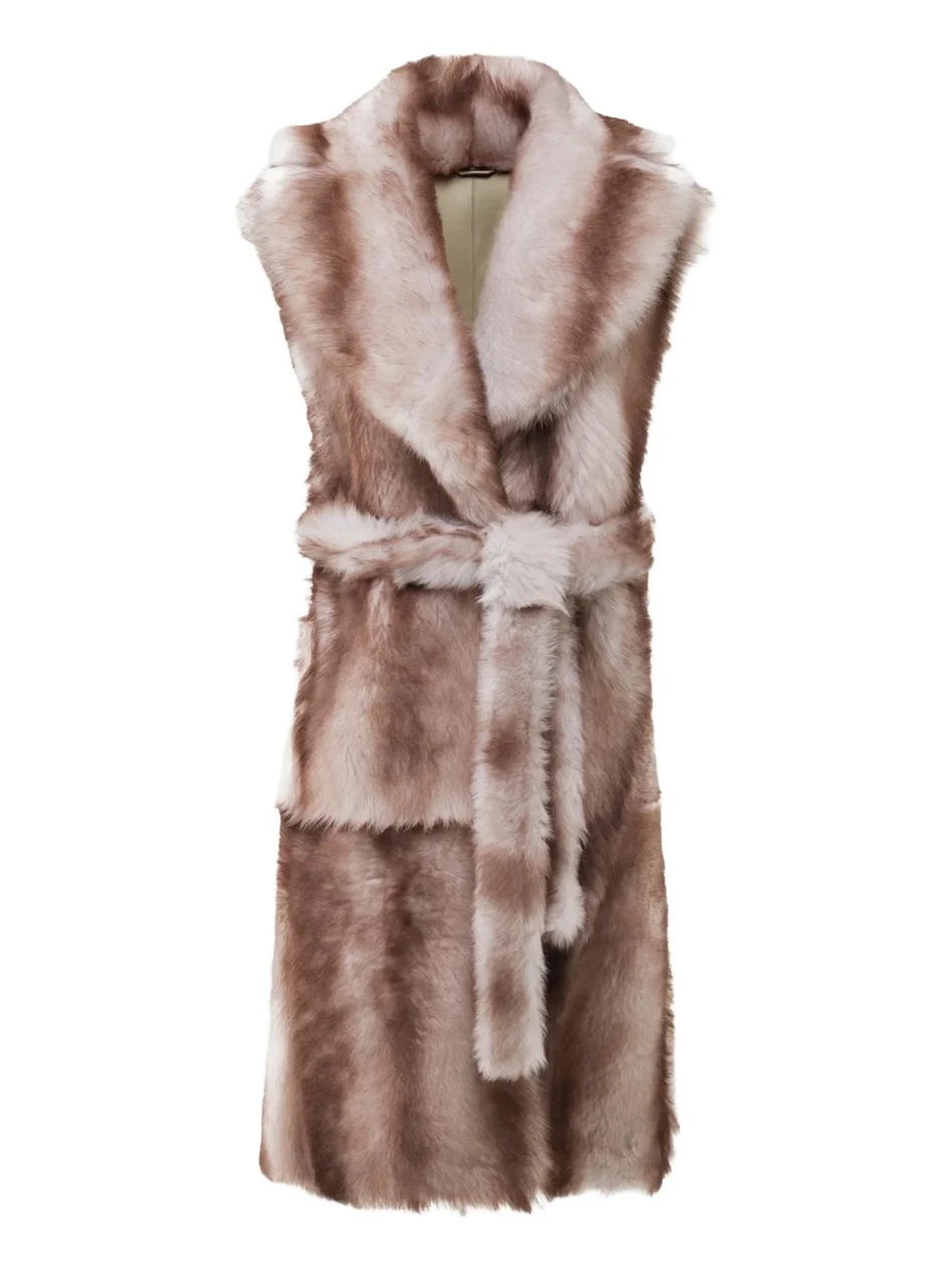 Gorski Women's Toscana Lamb Long Vest, Belt