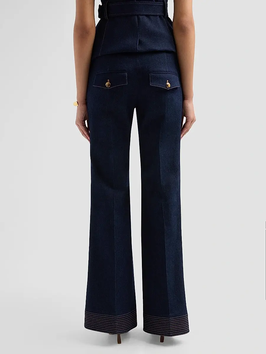 Veronica Beard Women's Lancelor Denim High-Rise Wide-Leg Pants | Thumbnail 3 Veronica Beard Women's Lancelor Denim High-Rise Wide-Leg Pants | Thumbnail 3