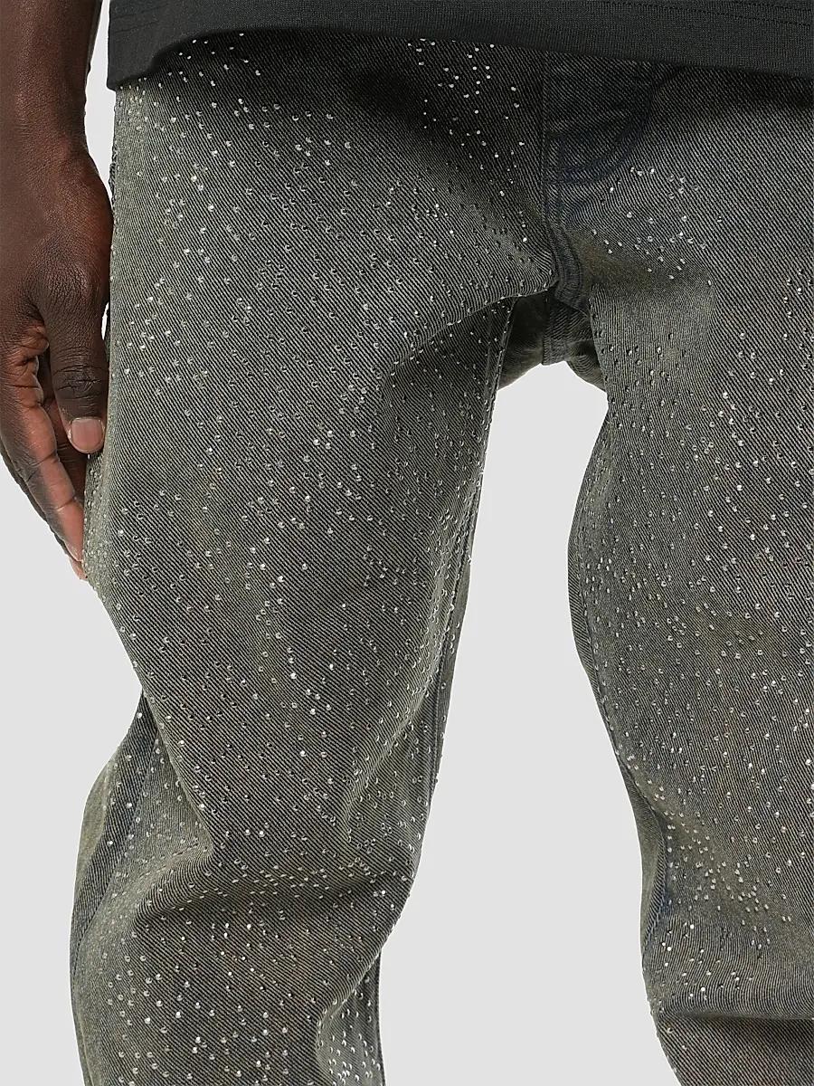 Purple Brand Men's Dirty Wash Cosmos Rhinestone Stacked Jeans | Thumbnail 4 Purple Brand Men's Dirty Wash Cosmos Rhinestone Stacked Jeans | Thumbnail 4